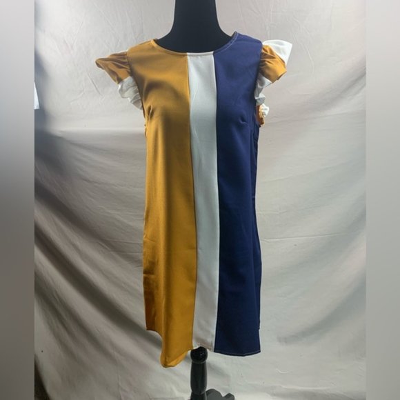 Ruffle Color Block  Dress - Picture 6 of 7